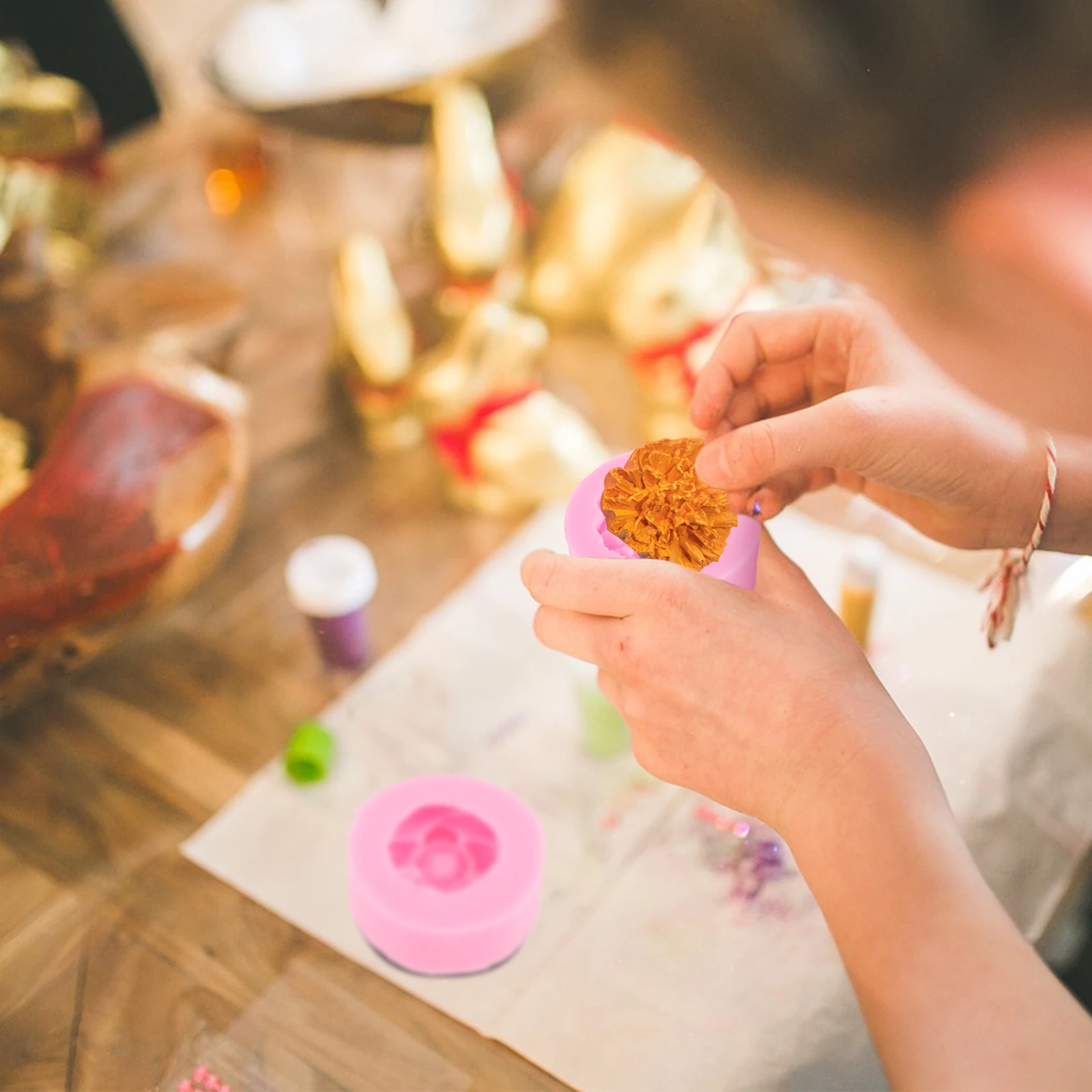 

4 Pcs Pink 828 824 15 929 15 927 Silicone Cake Mold for Flower Decorations Crafting Supplies DIY Chocolate Fondant Molds