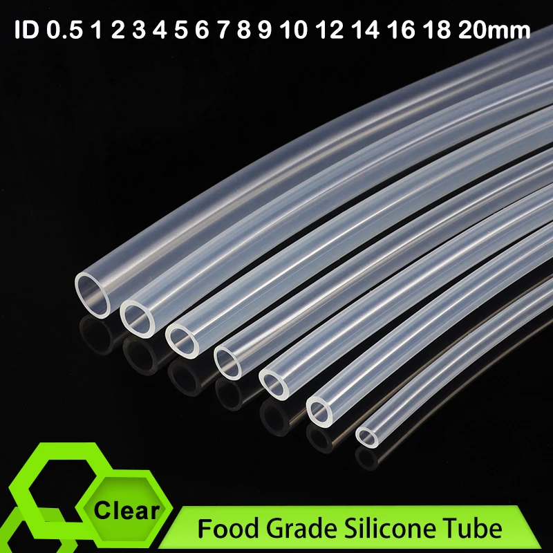 1/3/5/10m Food Grade Clear Silicone Rubber Hose  ID0.5 1 2 3 4 5 6 7 8 9 10 12 14 16 18 20mm Nontoxic Garden Aquarium Water Pipe