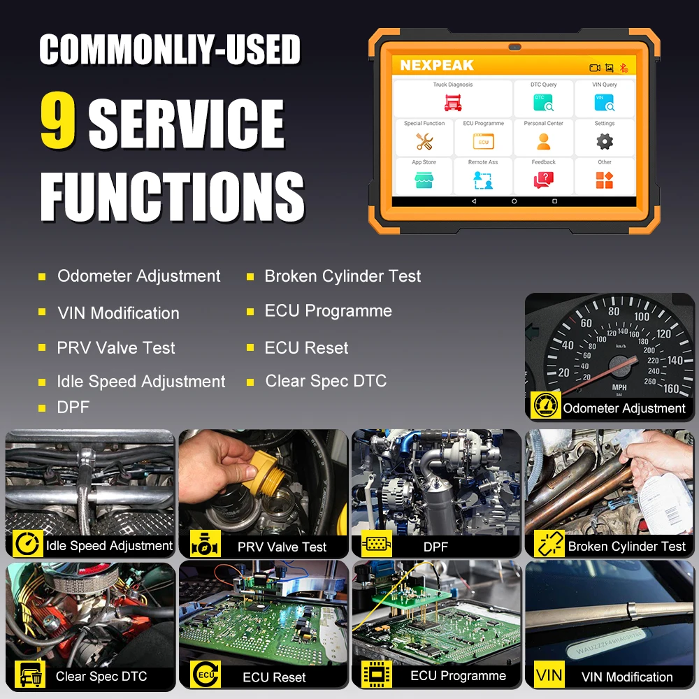 NEXPEAK K2 Heavy Duty Truck Diagnostic Tools  Diesel OBD Scanner Full System Data Analysis ECU Reset Mileage Adjustment/DPF/ABS