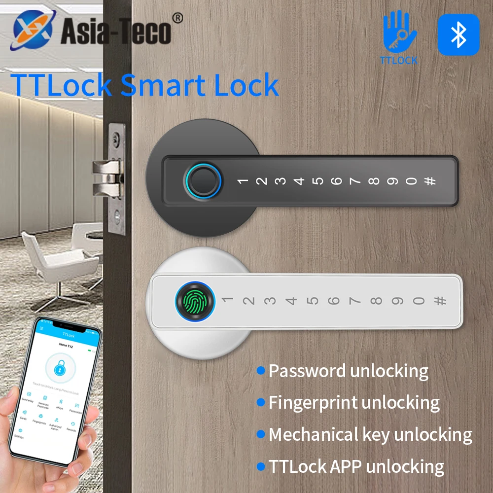 Picture 3: TTLock intelligent biometric fingerprint door lock Bluetooth support tuya app keyless entry and password electronic handle lock