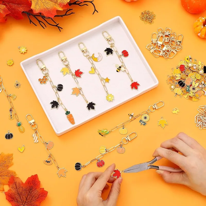 286 Pcs Halloween DIY Keychain Kit with Chains