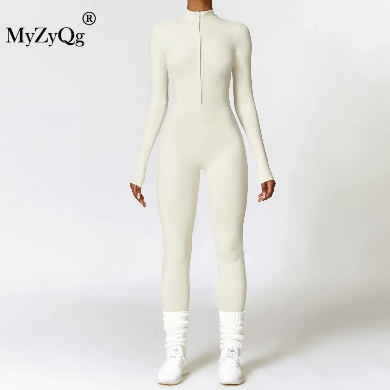 MyZyQg Women Winter Fleece Warmth One-piece Long Sleeve Zipper Jumpsuits Ballet Dance Aerial Warm Wear Fitness Sports Bodysuit