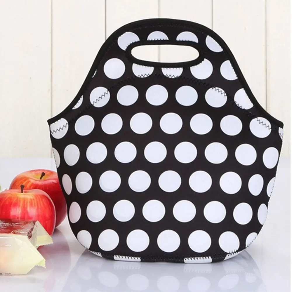 Easy Storage Portable Lunchbox Neoprene Leakproof Travel Lunch Bag Large Capacity Flowers Pattern Insulated Lunch Bag Camping