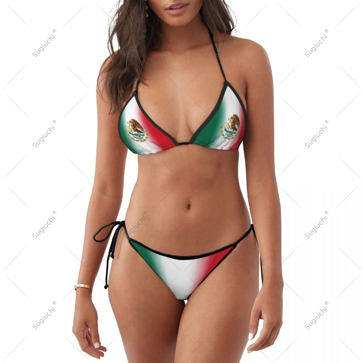 Women Girls Bikini Mexico Flag Swimsuit Sets Three Point Beachwear Swimming Bathing Beach Party Suits Sexy Mujer