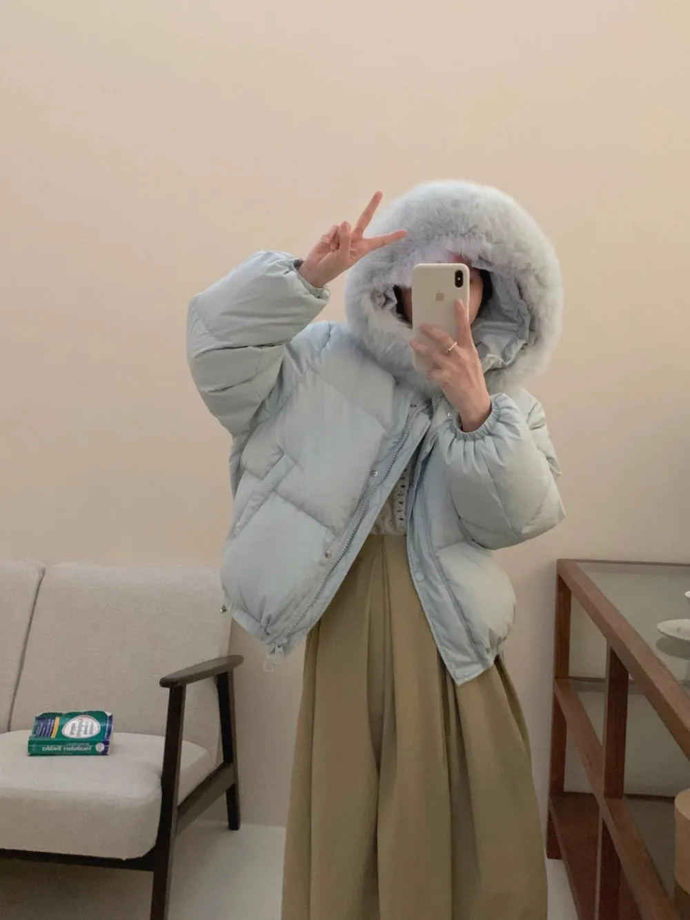 Real Big Fur Collar Hooded Coats Down Jacket Women Winter Fashion White Duck Down Jackets Female Ladies Short Loose Overcoats