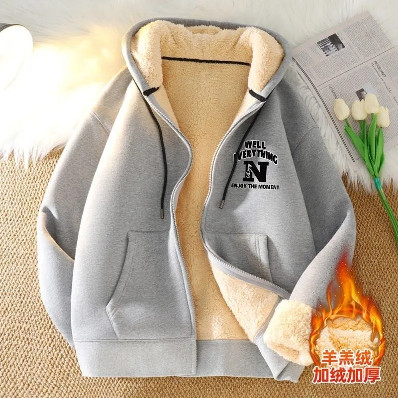 2024 Autumn and Winter New Fashion Printed and Fleece Thick Warm Hoodie Men\'s Casual Loose Comfortable High Quality Coat M-4XL