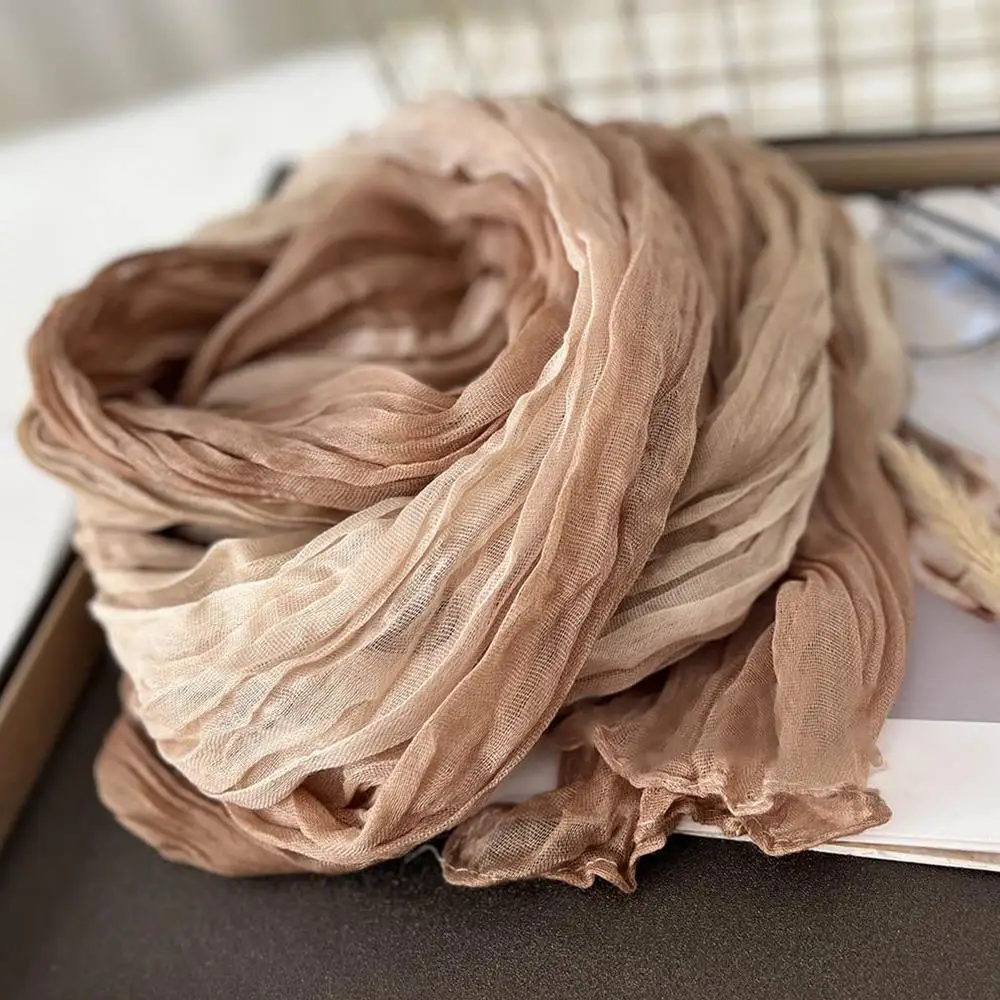 

Тонкий длинный полосатый платок с принтом тай-дай, хлопковый льняной шарф, мусульманский мятый хиджаб, сделай сам, мягкая повязка на голову, уличный модный декор, плиссированная шаль