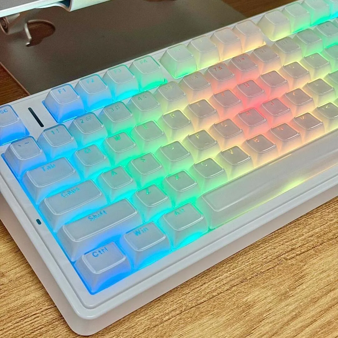 

129 Key Jelly Round Keycap Ice Crystal Translucent White Key Cap OEM Profile for Cherry Mechanical Keyboard for Mad68 Wooting 60