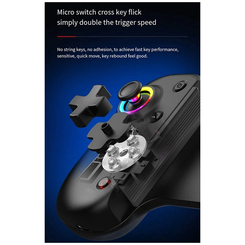 Controlador inalámbrico de tableta D8PRO RGB para juego de interruptor, Joystick elástico Bluetooth para P4 Android