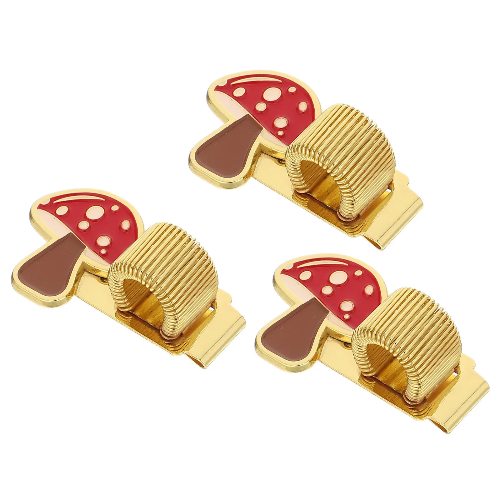 3pcs Metal Elastic Pen Clip Zinc Alloy Mushroom Spring Holder for Notebook, Planner, Journal & Stationery Organizer