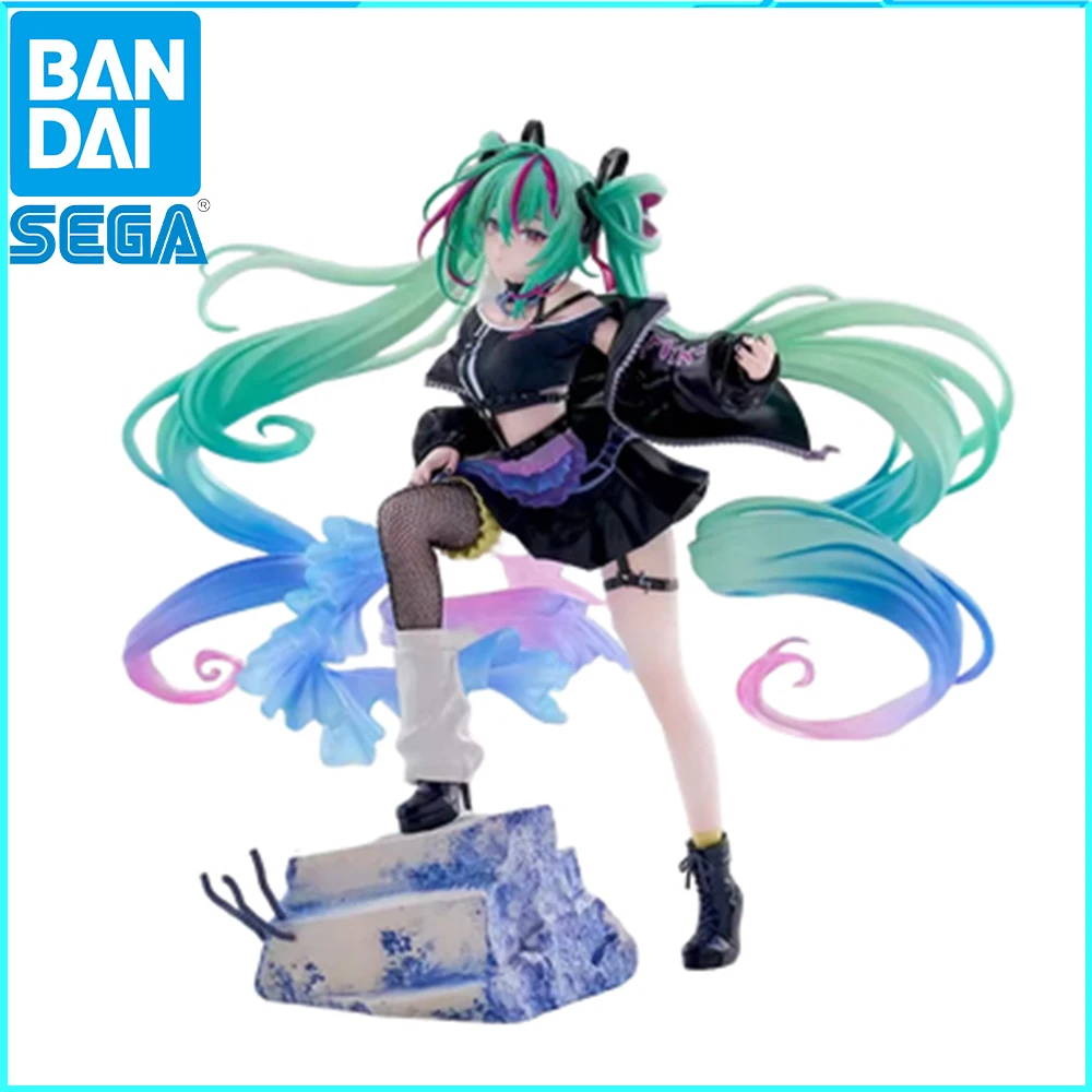 Original SEGA Luminasta Hatsune Miku Punk Style Anime Figure Scene Base Static Desk Display Collectible Model Ornament Toy