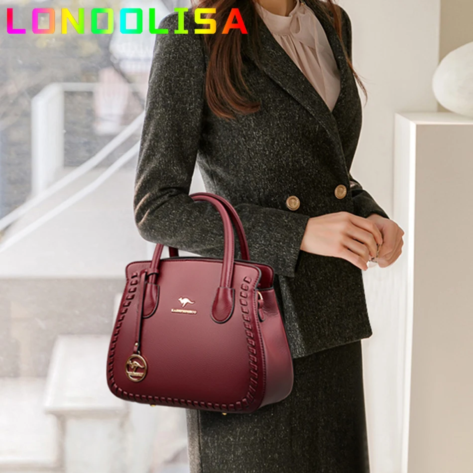 Imagem -03 - Bolsa de Ombro Crossbody de Couro para Mulheres Bolsas para Senhoras Luxo Messenger Handle Bolsa Feminina de Alta Qualidade