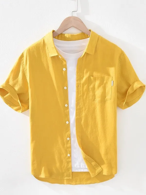 

Linen ort Sve irt Men Summer Loose Thin Casual Versatile Linen Blend T-irt Faionable Urban Sle Breathable Lightw...