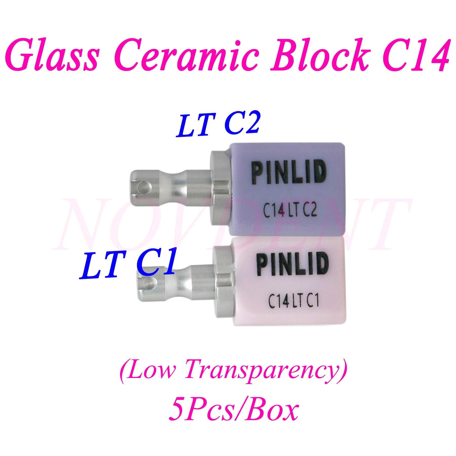 5Pcs/Box Dental Glass Ceramic CAD CAM Blocks CEREC Lithium Block Inlay crown Disilicate Low Transparency C14LT C1 C2