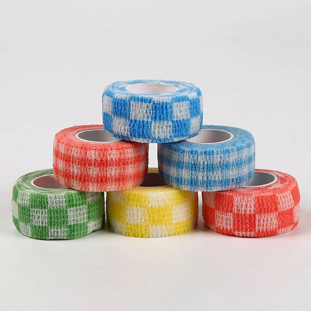 5Pcs/Lot 2.5cm Colorful Wide Self Adhesive Bandage Breathable Cohesive Bandage Wrap Rolls Elastic Self-Adherent Tape