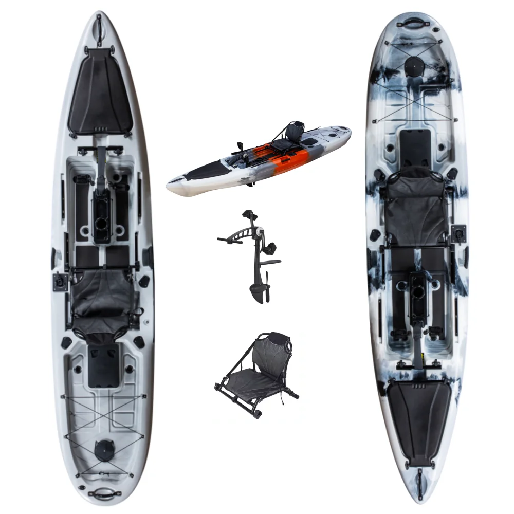 

13ft Single Person Roto-mold Pedal Fishing Kayak Rudder System Aluminum Chair Hull Material HDPE