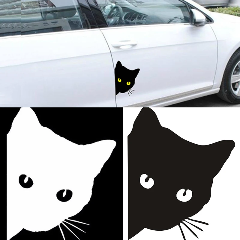 Fuuny Motorcycle Car Sticker Cat Peeking Cat Sticker Decal Black White Car Styling Vinyl Decal Decoration Auto Car Accessories