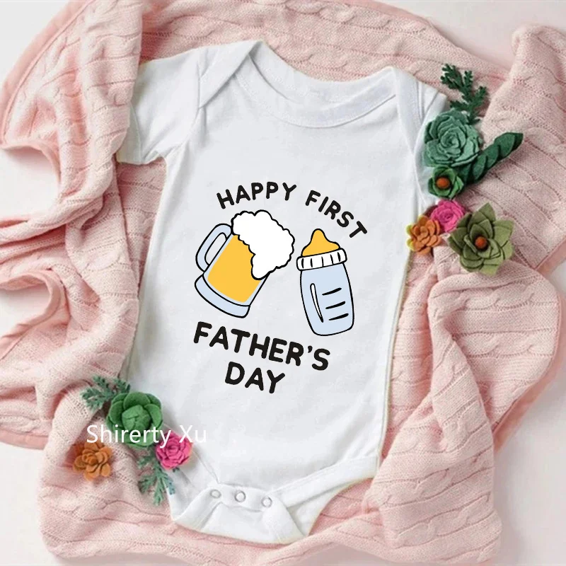 

Happy 1st Father's Day Daddy Print Baby Bodysuit Newborn Cotton Romper Infant Bebe Short Sleeve Jumpsuit Father's Day Gift