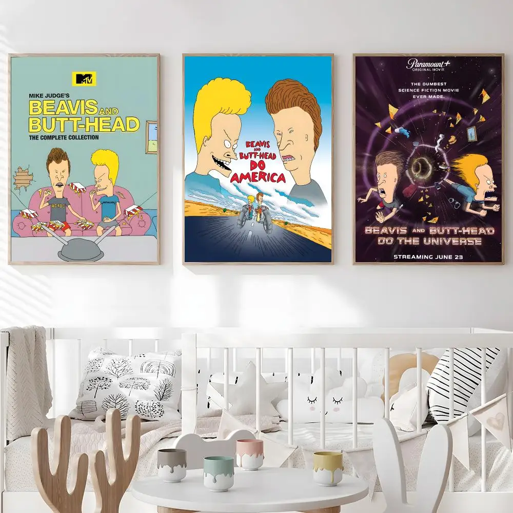 Animation Beavis and Butt-Head   Print Wall Art Pictures Canvas Painting Living Room Bedroom Home Decor Poster