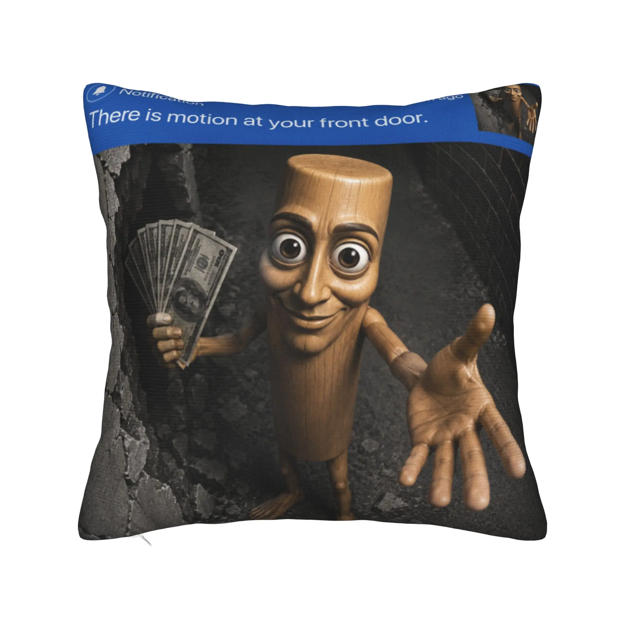 There is Motion at Your Front Tung Tung Tung Sahur Meme Pillowcases Pillow Case For Sofa Couch Bed Living Room Soft Pillow Cover