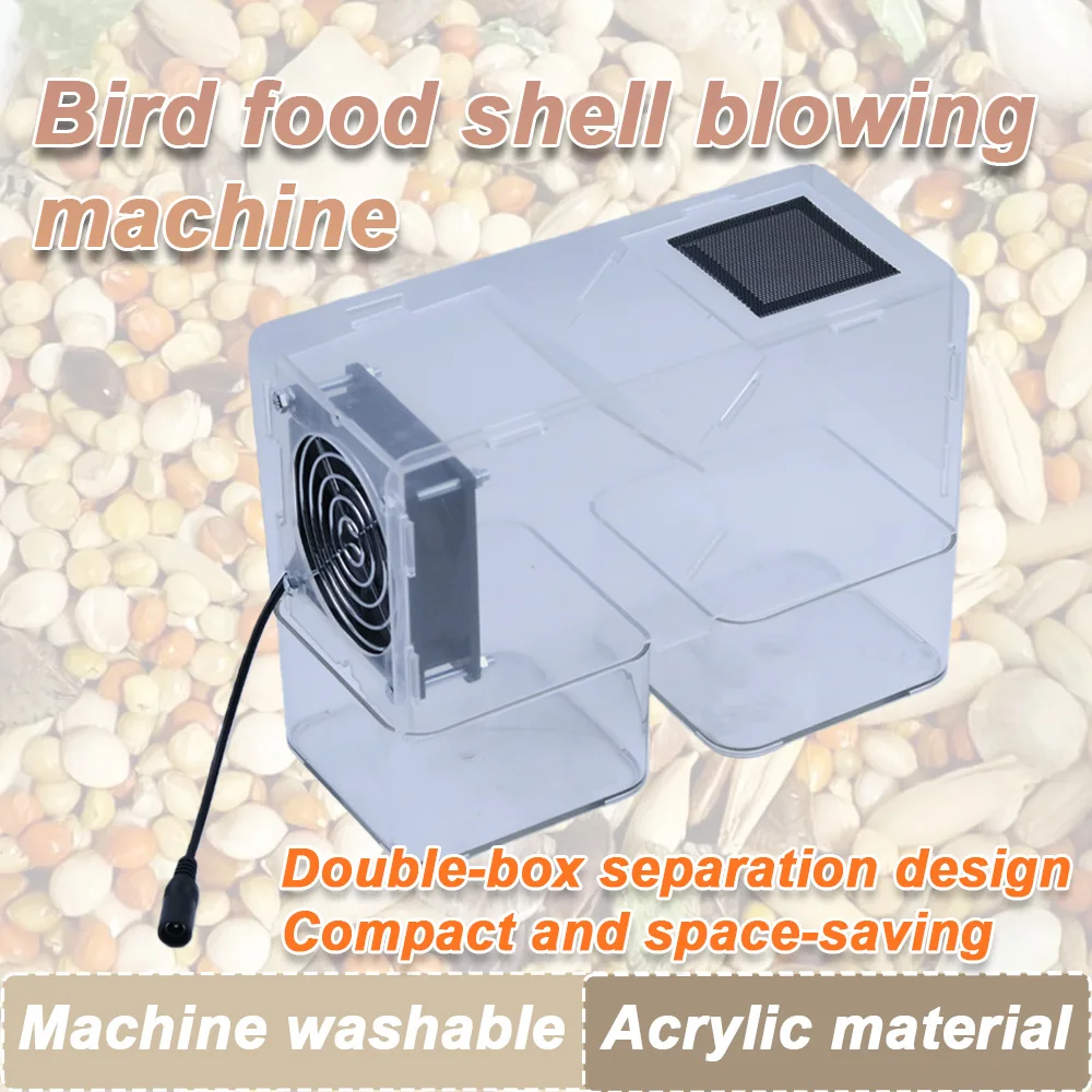 Bird Seed Shelling Machine Acrylic Grain Blowing Cleaner Winnower Sturdy Wind Sheller Easy to Store Compact Design for Home