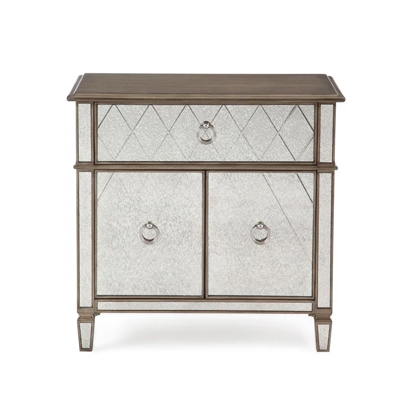 3 أدراج مرآة طاولة بجانب السرير طاولة بجانب السرير لغرفة النوم الفاخرة