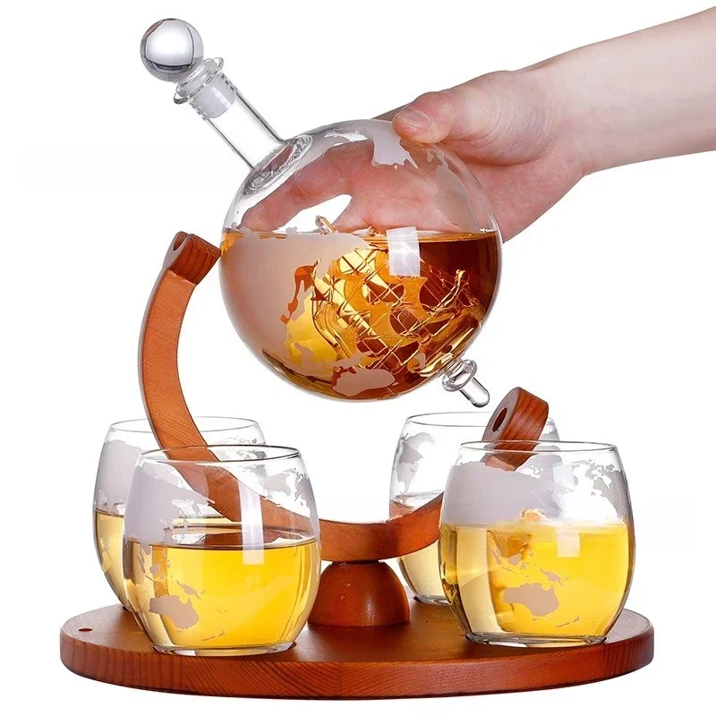 Brown bracket with cup accessories disc globe set glass wine set wine bottle