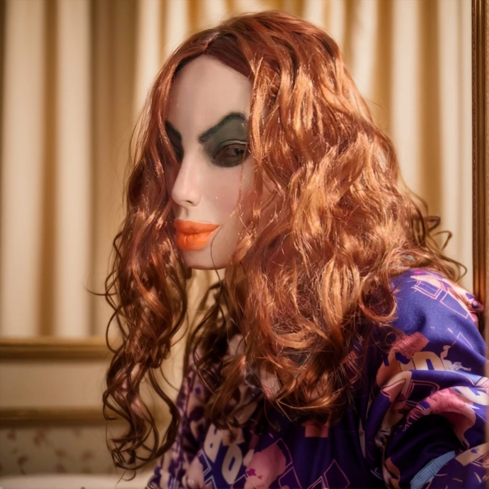 Masque en Latex pour cheveux longs dorés, beauté Sexy, nouveauté pour adultes, accessoire de Costumes pour fêtes et mascarade