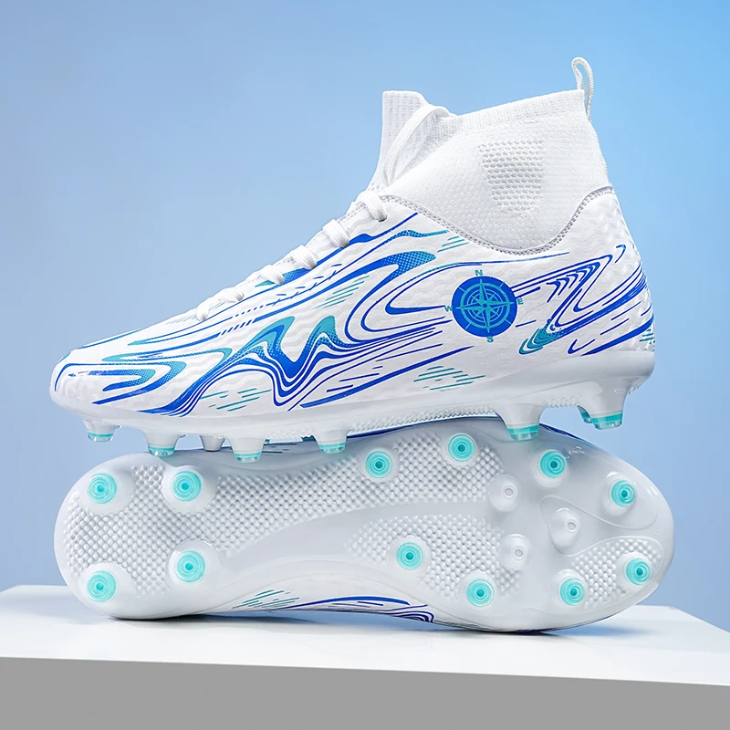 

Men Soccer Shoes Top Quality Football Boots High Ankle Training Futsal Turf Non Slip Sport Ultralight Training Football Shoes