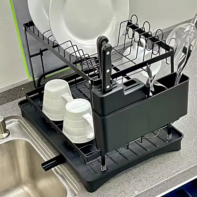 Stainless steel rack with drain plate 2-story sink kitchen drying rack