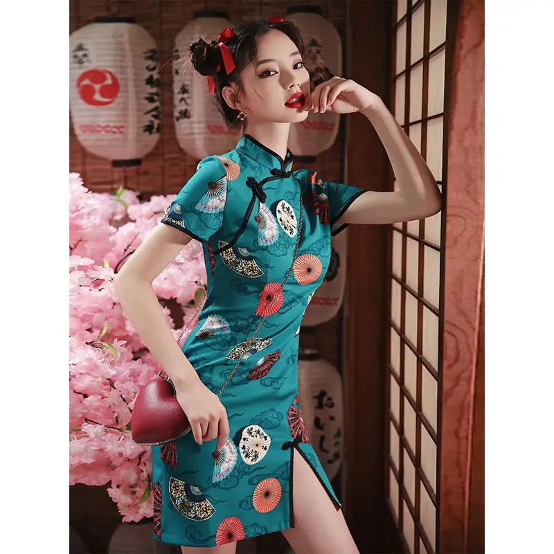 

Современное китайское платье Qipao, модное стрейчевое винтажное платье-Ципао для девушек, традиционное женское платье, восточное платье, китайский стиль, новинка