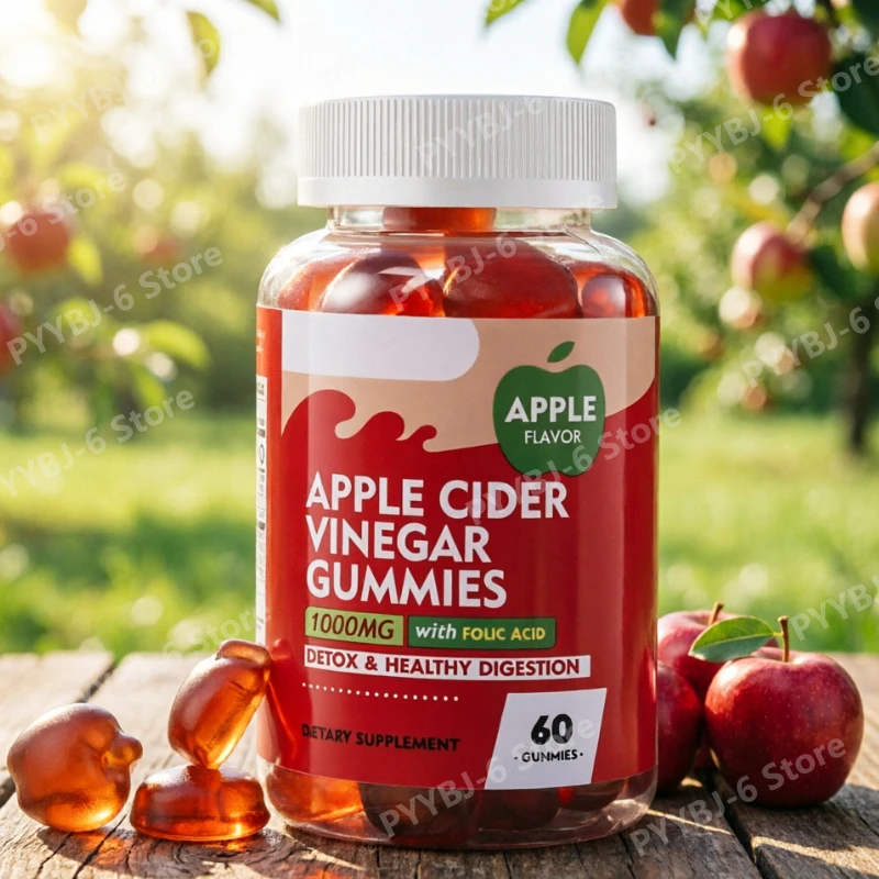 

Apple Cider Vinegar Gummies1000mg with Folic Acid Natural Daily Dietary Supplement Premium Wellness Support Formula 60 Count