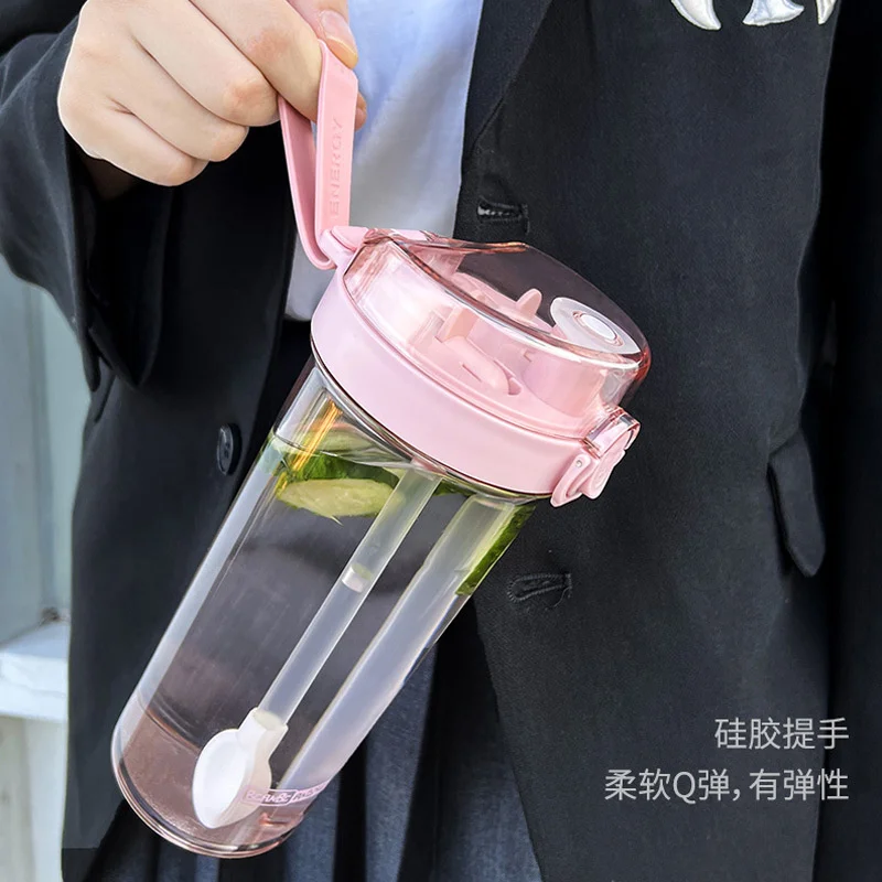 Doudoule 666ml Three Drink Direct Drinking Cup with Spoon Portable Accompanying Cup Online Popular Student Couple Cup