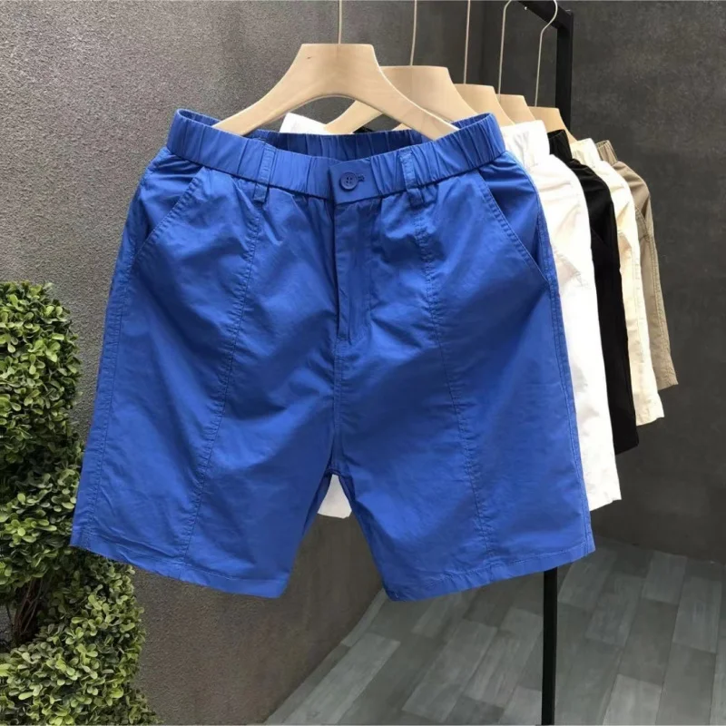 Summer New Simple Solid Color Men's Shorts Thin Outer Wear Loose High-End Five Pants Casual Beach Cropped Pants