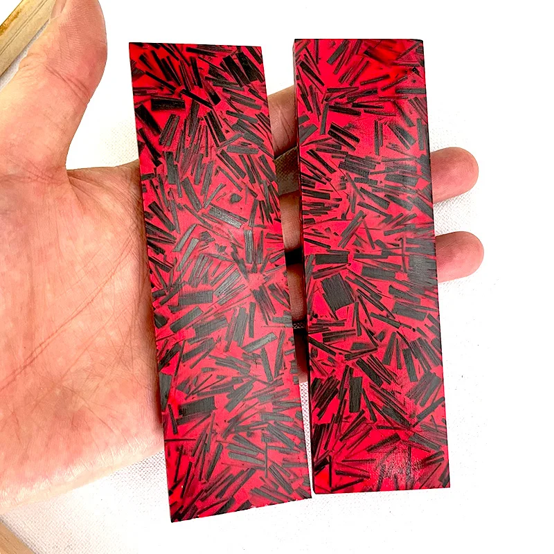 2pcs Red Carbon Fiber Black Marbled Material Gold Copper Foil Powder Compression Patch Plate for DIY Knife Handle Patch Material