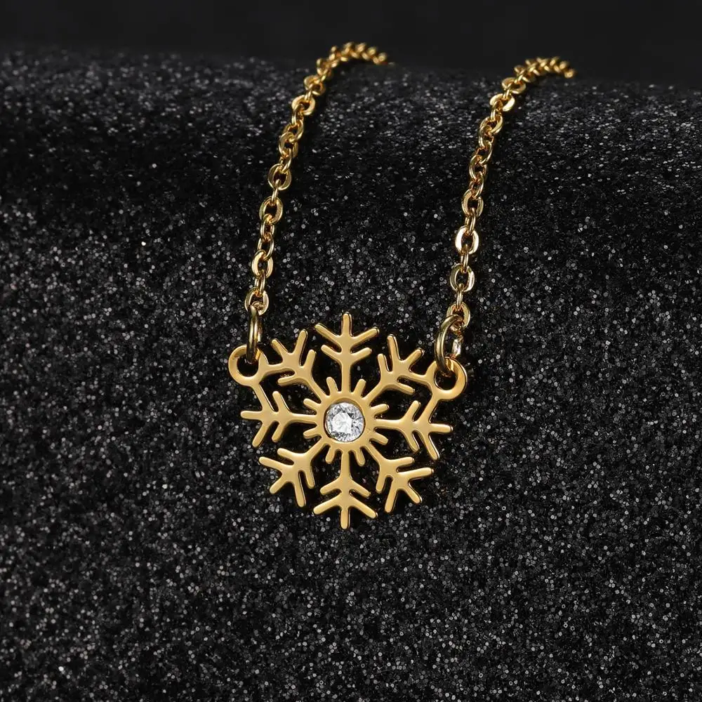 MYDIY Snowflake Stainless Steel Charm Necklace for Women Accept OEM Order Dropshipping Dainty Steel Necklaces Wholesale