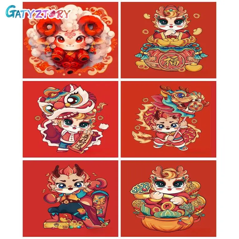

GATYZTORY Painting By Numbers For Adults Coloring On Numbers Chinese Style Animal Gift Diy Crafts Home Decors Picture Drawing