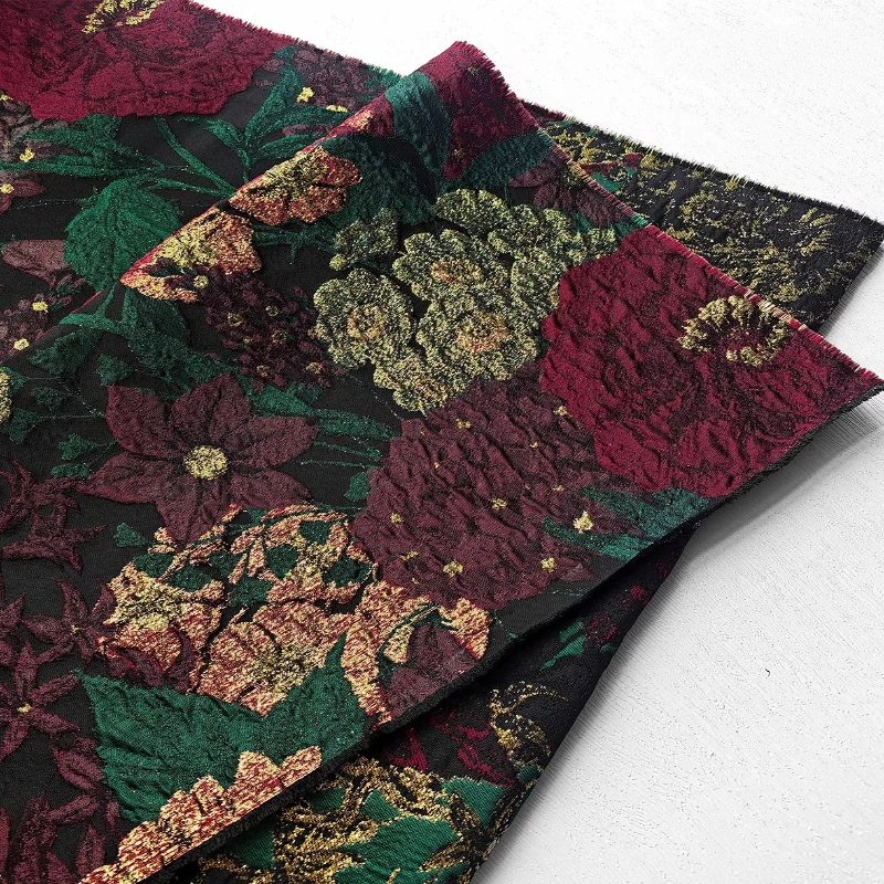 

Винтажная цветочная тканая золотая текстурированная жаккардовая ткань в китайском стиле, структурированное платье Ципао, настенная художественная дизайнерская ткань для домашнего декора