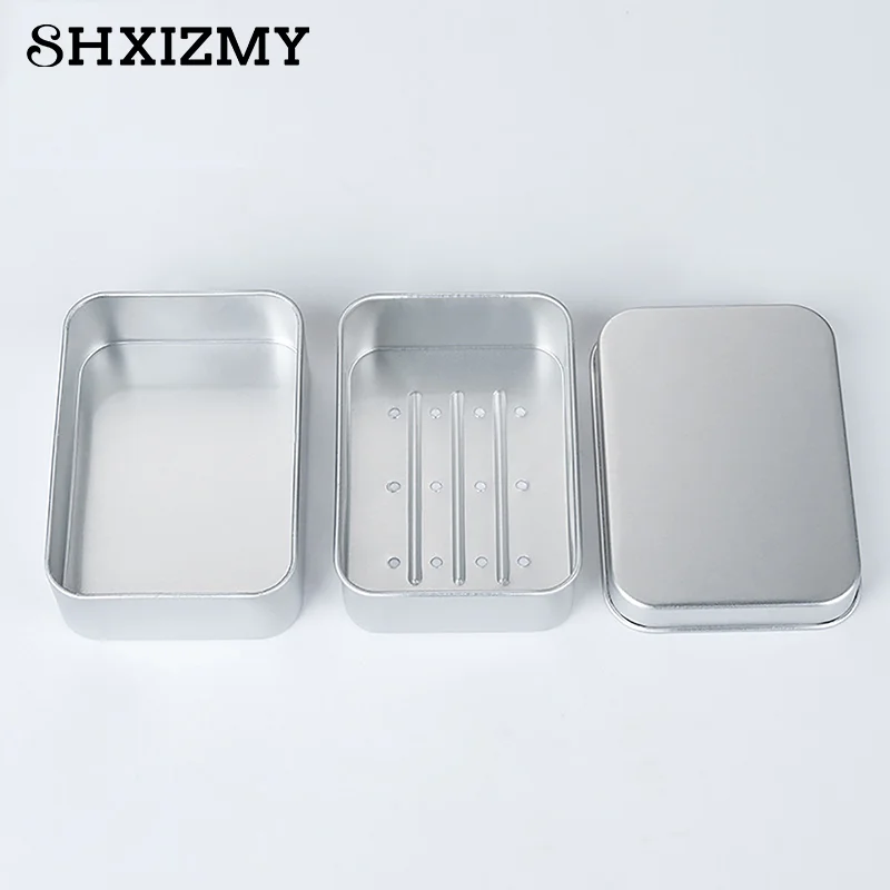 Empty Metal Soap Dish With Lid Soap Box Aluminum Storage Box Case Organizer For Money Coin Candy Key Container Jar Cans