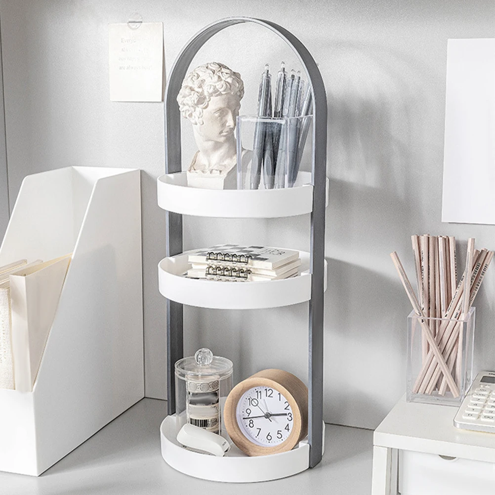 

3 Tier Storage Shelf Desktop Box Countertop Bathroom Perfume Tray Multifunctional Cosmetics Jewelry ganizer Wooden H