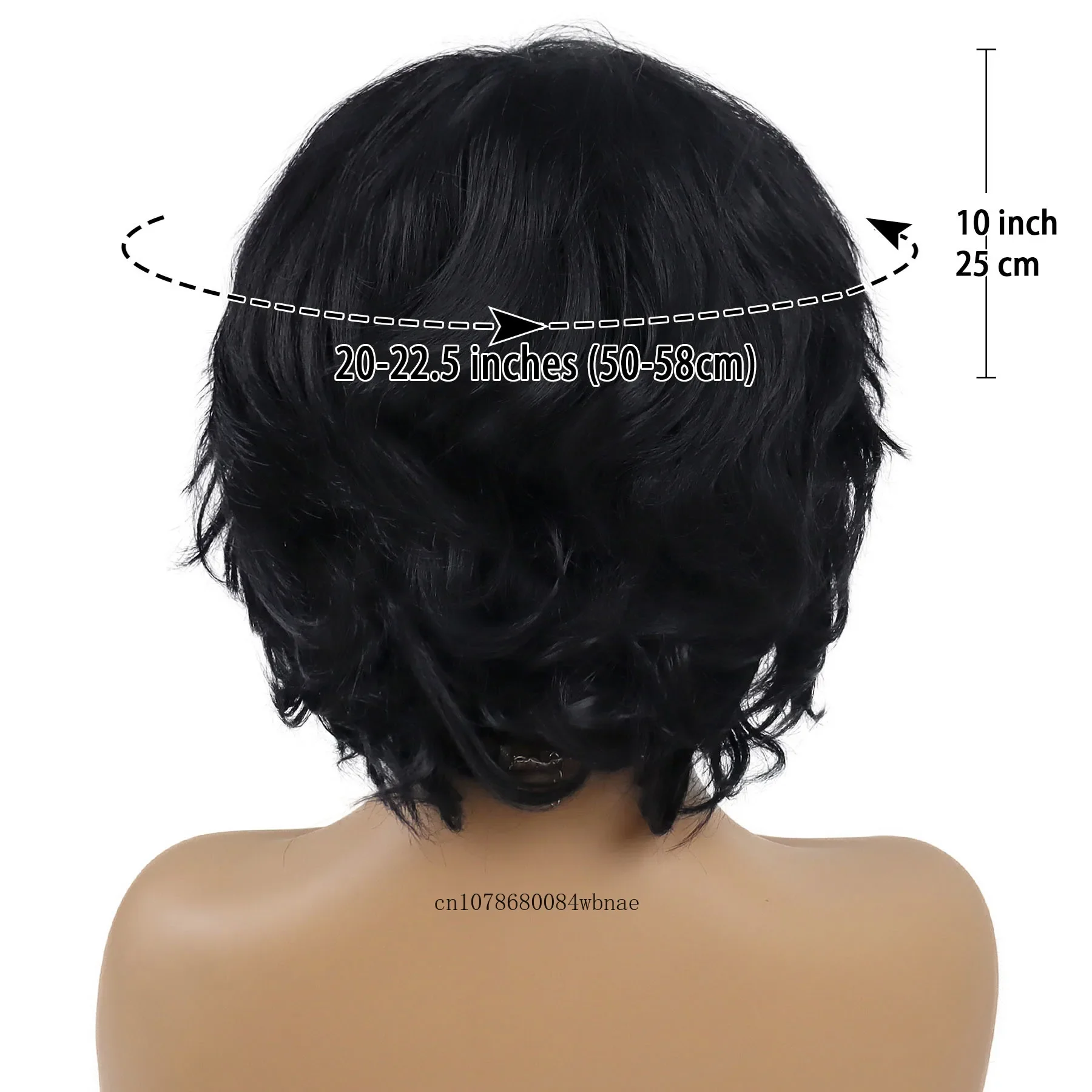 Black Wig for Women Synthetic Short Bob Curly Wigs Side Parting Bangs Daily Cosplay Halloween Party Mommy Wig Heat Resistant