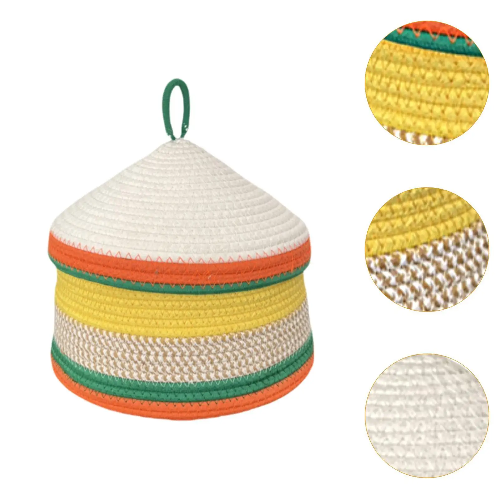 Cotton Rope Basket Toys Organizer Lightweight Multipurpose with Handle Cover Home Decor Woven Basket for Cafe Living Room