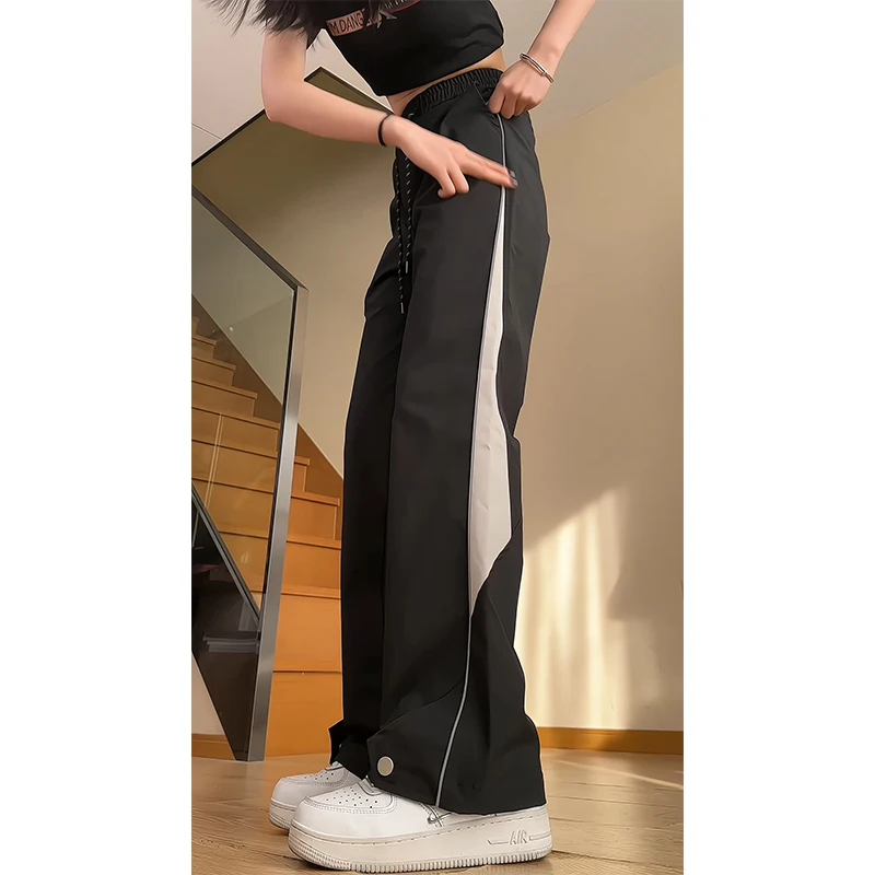 فضفاضة تناسب النساء الشارع الشهير وزرة السراويل الترنك عادية الربيع يندبروف واسعة الساق ركض بنطلون في الهواء الطلق الرجال ملابس العمل Sweatpants