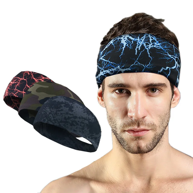 Unisex Widen Sports Sweat Headbands Camouflage Summer Thin Basketball Running Yoage Sweat Hair Bands Non Slip Head Belts