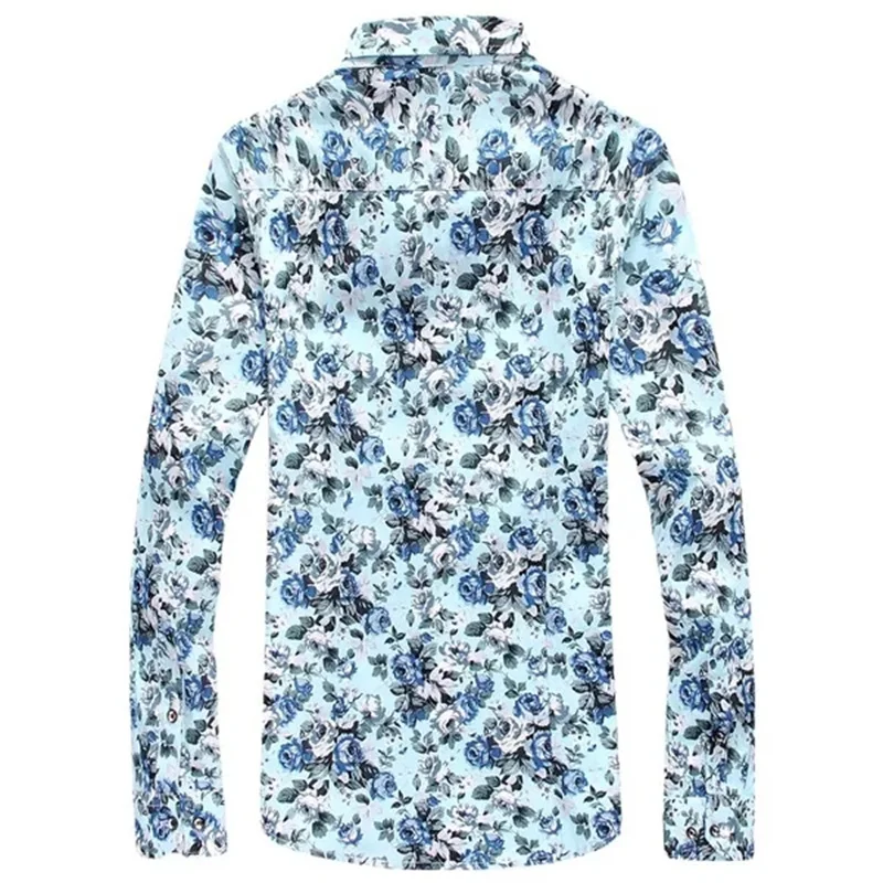 2024 New Men Floral Shirts Fashion Casual Slim Fit Camisas Business Dress Floral Print Homme Shirts Long Sleeved Shirt Tops