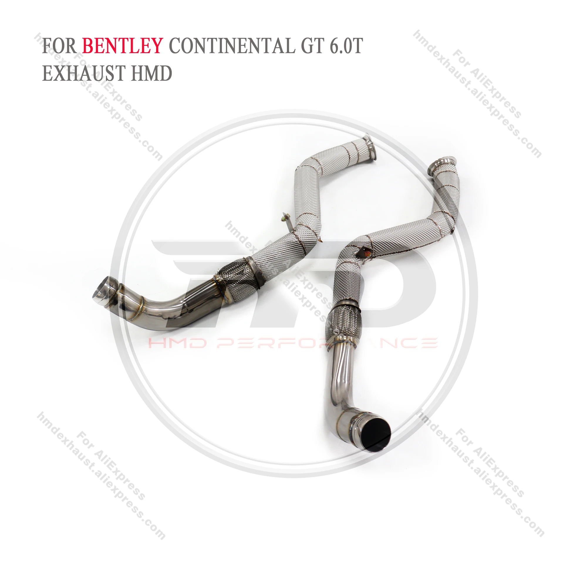 HMD Stainless Steel Exhaust System Performance downpipe for Bentley Continental GT W12 6.0T with Heat shield Middle Pipe