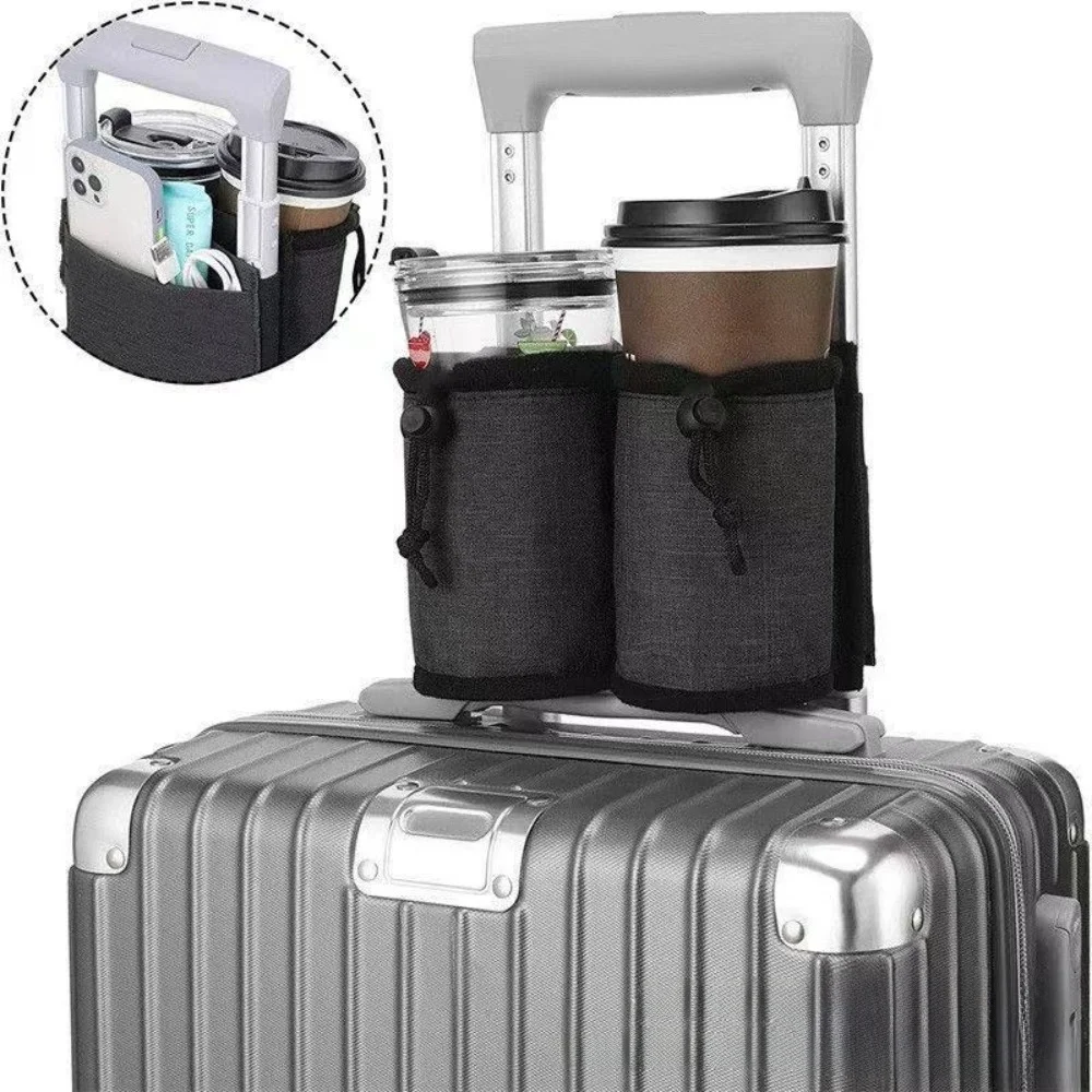 1pc Luggage Cup Holder Durable Construction Universal Fit Travel Mug Holder Free Hand Design Stretchable Strap Bag Drink Holder