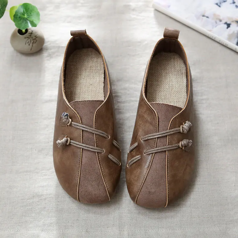 

Retro Artistic Handmade Soft Bottom Bean Shoes Low Cut Flat Bottom Spring Summer Casual Fashion Single Shoes for Young Women