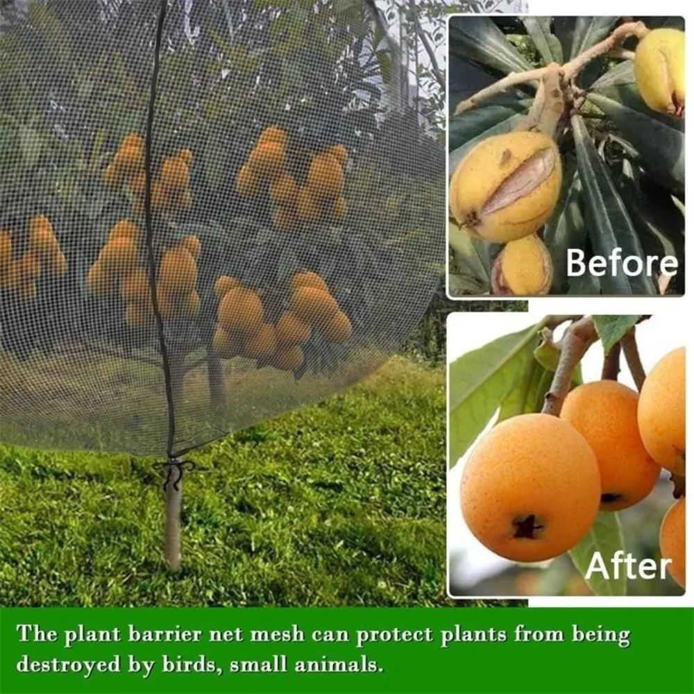 Drawstring Plant Protection Net with Zipper Mesh Fruit Insect Netting Anti-Bird Thickened Plant Cover Bags Fruits Tree Garden