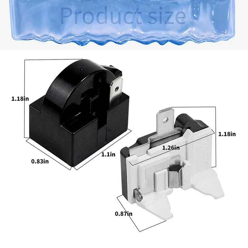 Relé de arranque PTC de QP2-4.7 de 1 Pin, relé de arranque de refrigerador de 1 Pin y Protector de sobrecarga de refrigerador 6750C-0005P, 2 uds.